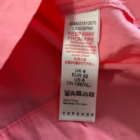 Topshop Top Womens Sz 0 Pink Long Sleeve Bow Neck Blouse Party Office Cocktail - Picture 5 of 10